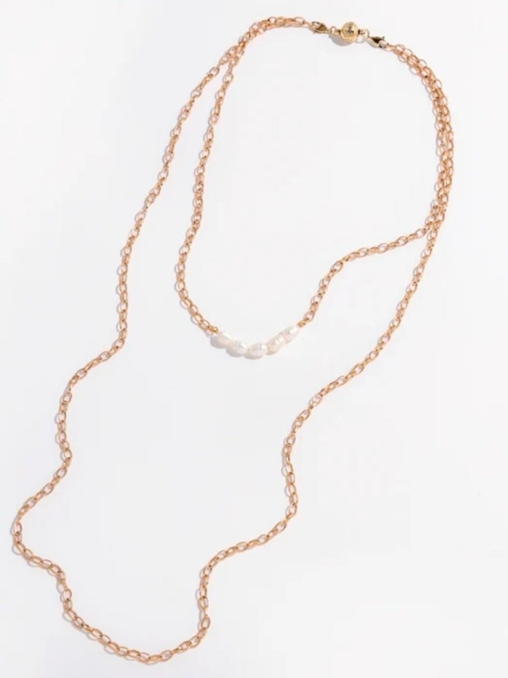 Katia Designs Pearl Layering Chain Necklace Goldtone NEW